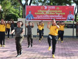 Bangun Soliditas Hadapi Pemilu, Polres Konawe Bersama TNI Menggelar Olah Raga Bersama